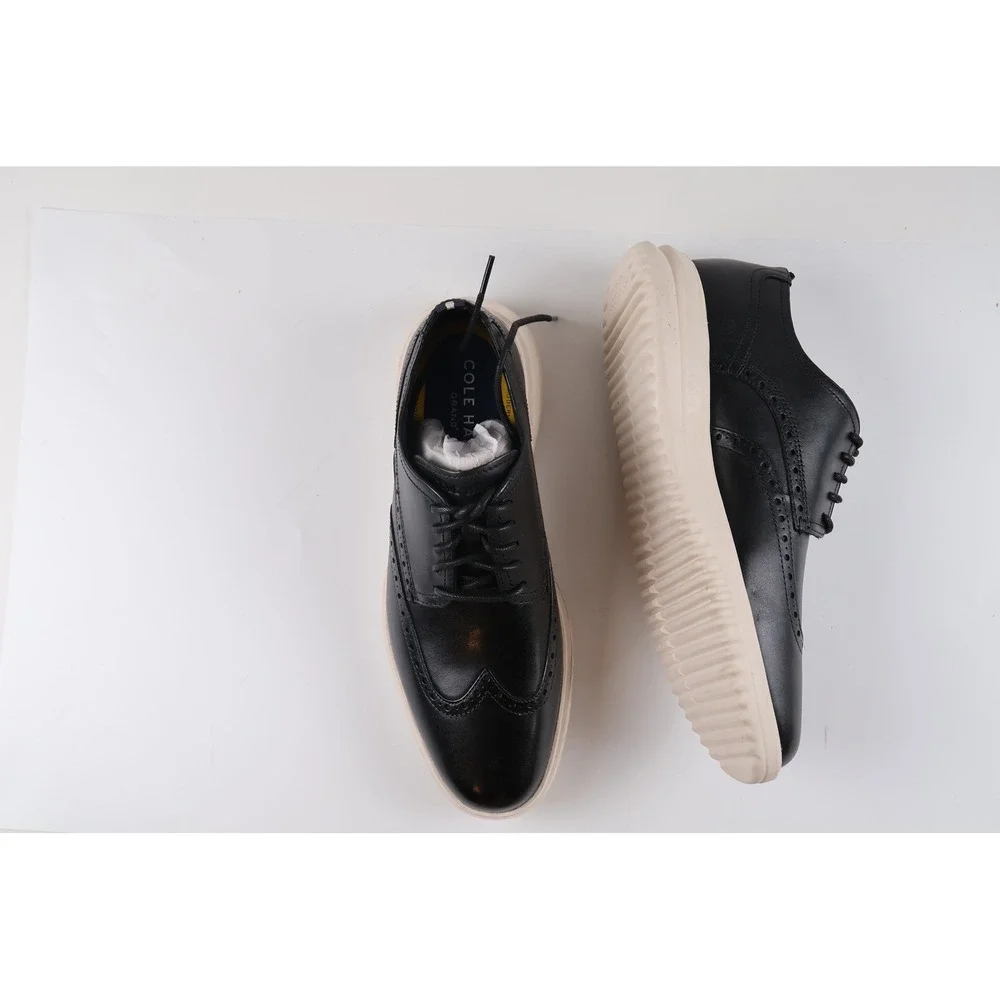 Cole Haan Grand+ Wingtip Oxford Black Ivory 10 Leather NEW